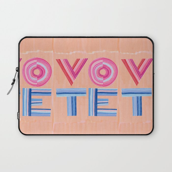 Vote Hand Lettering on Peach Watercolor Background Laptop Sleeve Gallery Image 1
