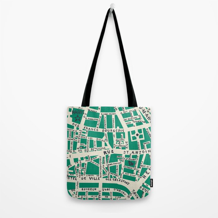PARIS MAP GREEN Tote Bag Gallery Image 2