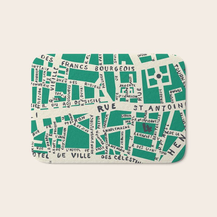 PARIS MAP GREEN Bath Mat Gallery Image 1