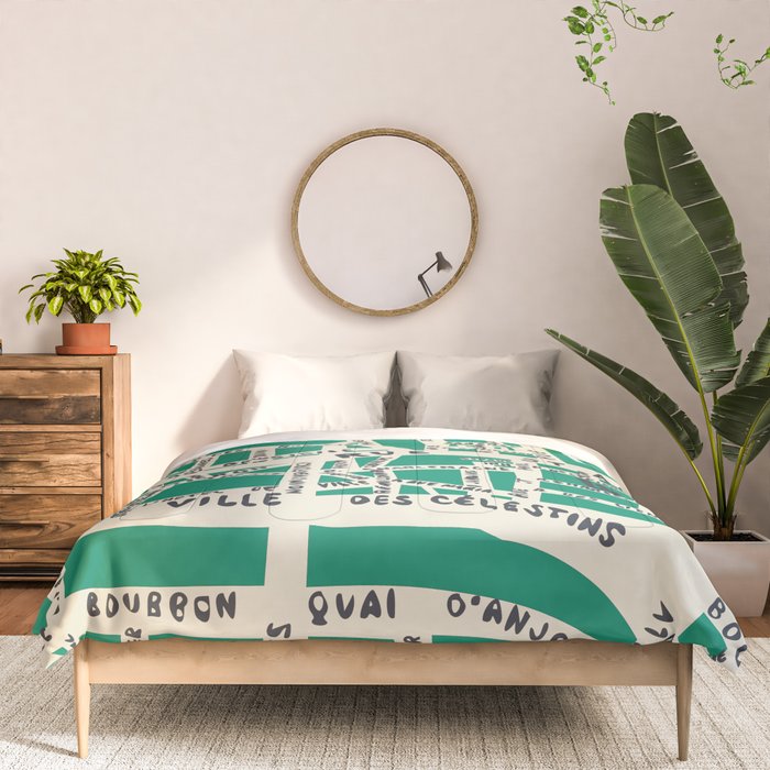 PARIS MAP GREEN Comforter Gallery Image 3