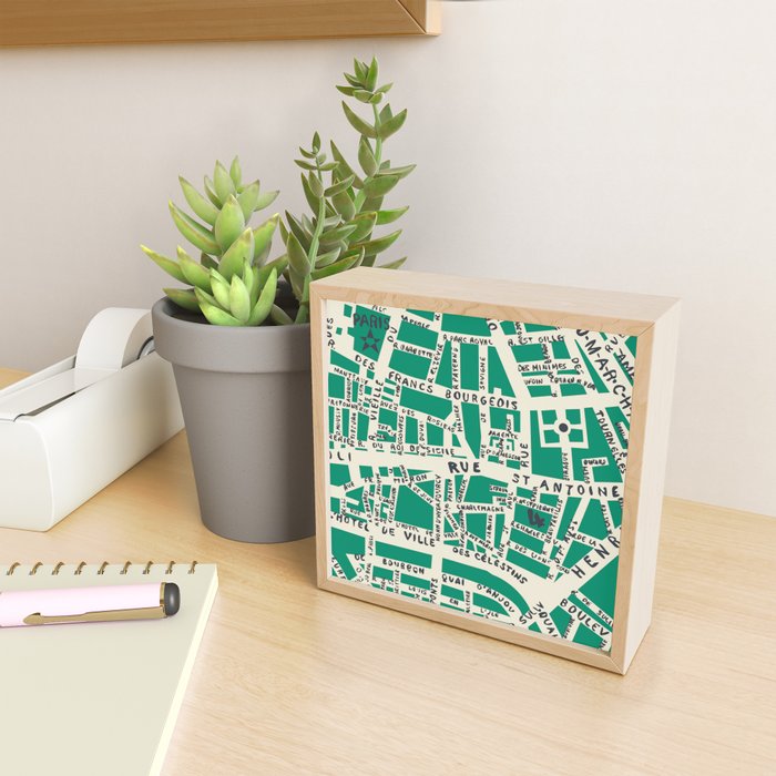 PARIS MAP GREEN Mini Art Print Gallery Image 2