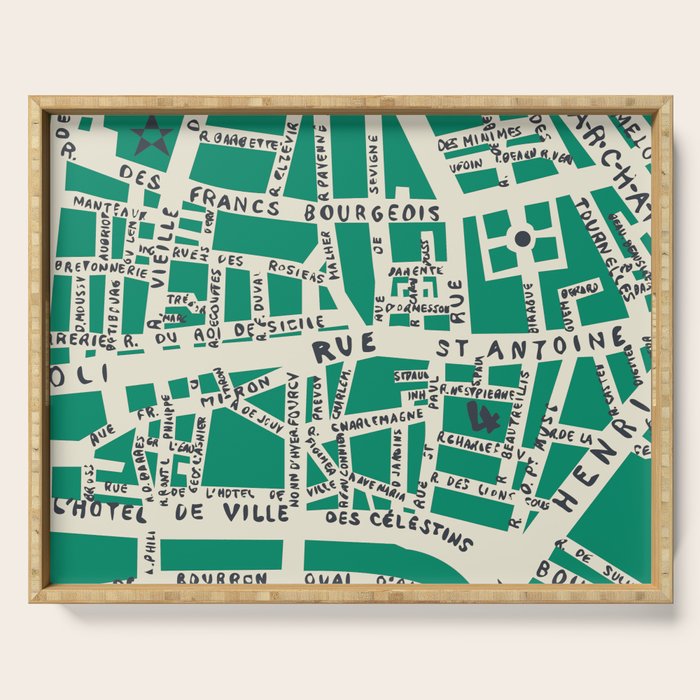 PARIS MAP GREEN Serving Tray Gallery Image 1