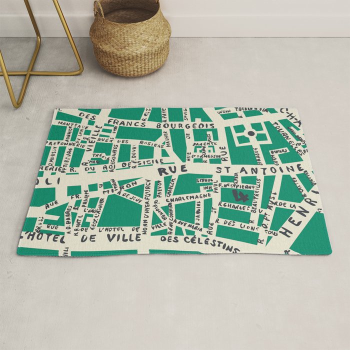 PARIS MAP GREEN Rug Gallery Image 1