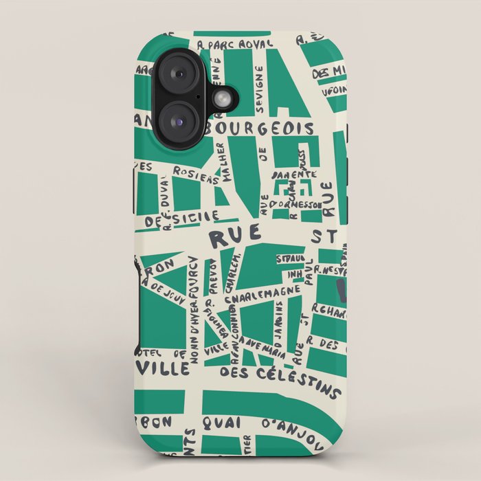 PARIS MAP GREEN iPhone Case Gallery Image 1