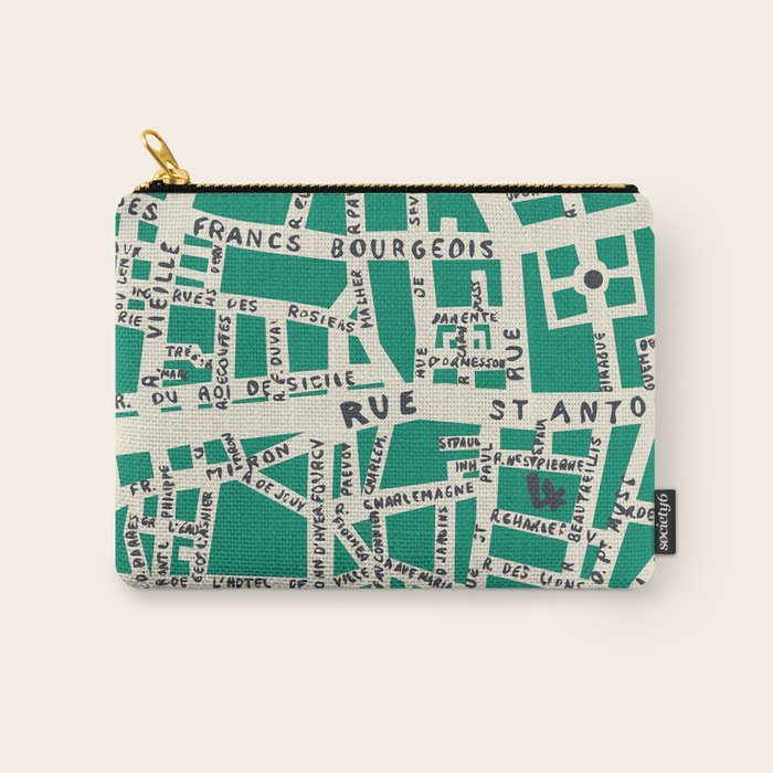 PARIS MAP GREEN Carry All Pouch Gallery Image 1