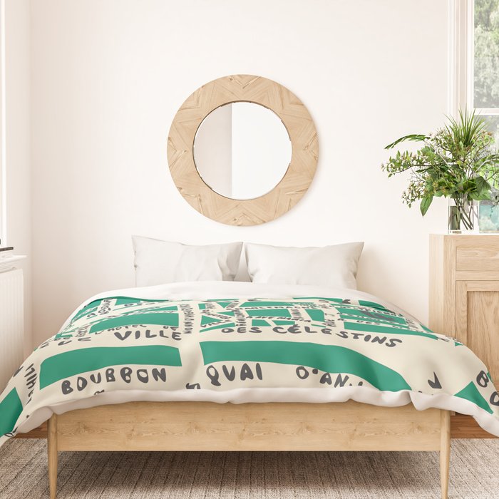 PARIS MAP GREEN Duvet Cover Gallery Image 3