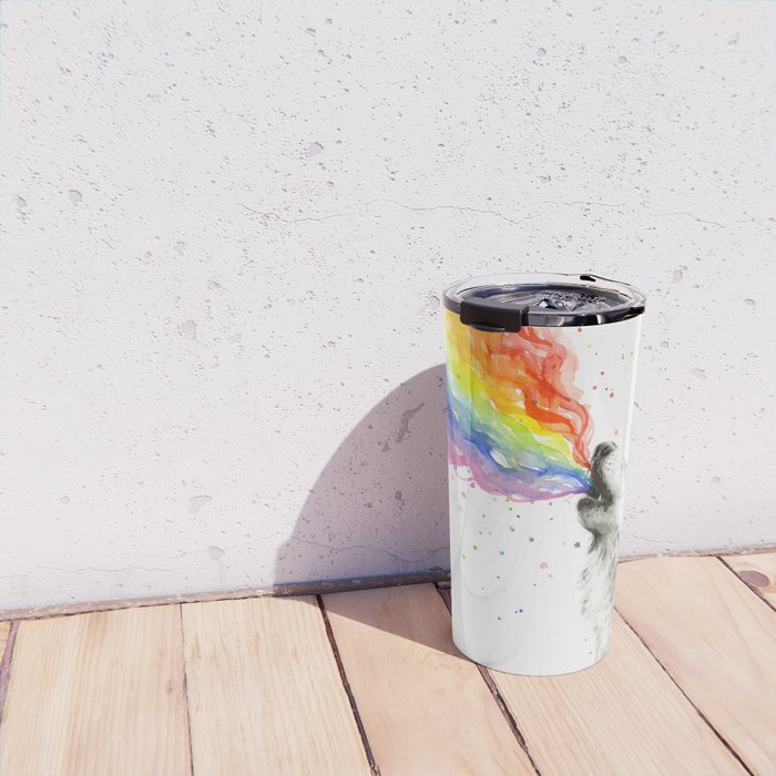Wolf Howling Rainbow Watercolor Travel Mug Gallery Image 4