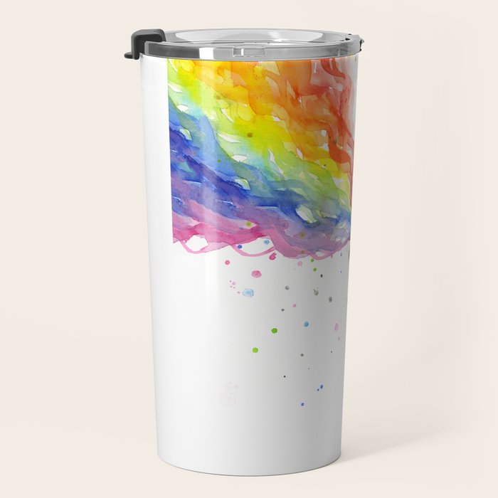 Wolf Howling Rainbow Watercolor Travel Mug Gallery Image 3