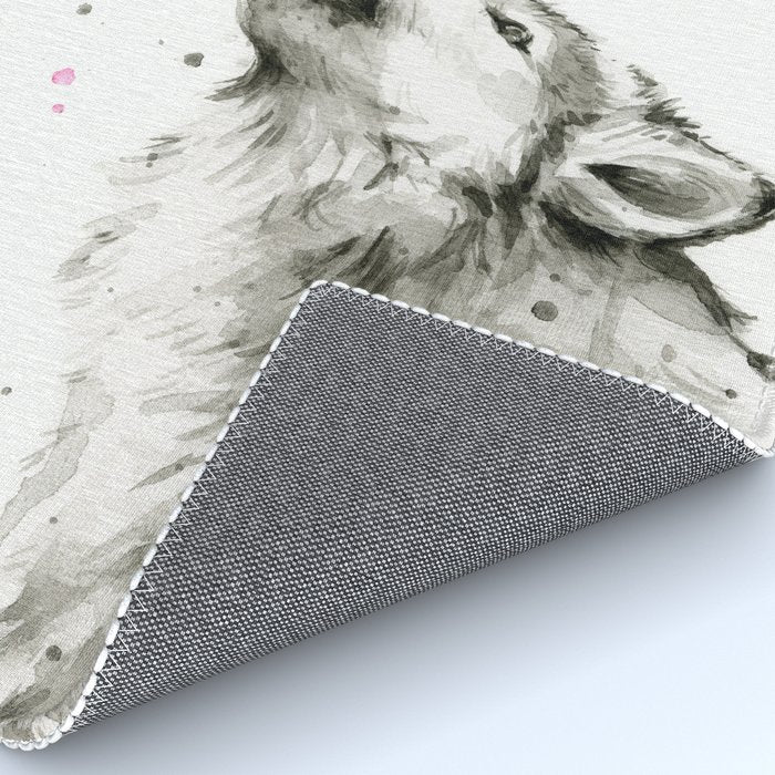 Wolf Howling Rainbow Watercolor Rug Gallery Image 4