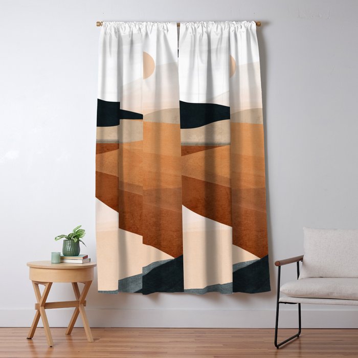 Abstract Art Landscape 41 Terracotta Window Curtain Gallery Image 5