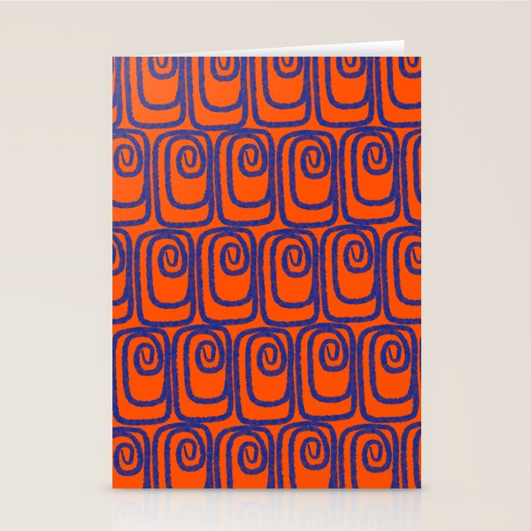 Mid Century Modern Twist Pattern in Orange and Bright Blue Stationery Card Gallery Image 2