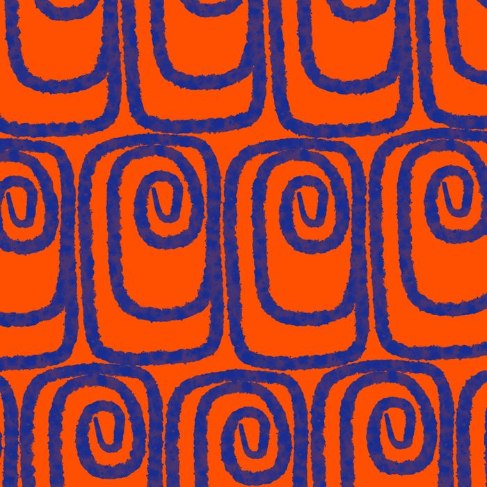 Mid Century Modern Twist Pattern in Orange and Bright Blue Coffee Mug Gallery Image 2