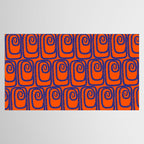 Mid Century Modern Twist Pattern in Orange and Bright Blue Tablecloth Gallery Image 2