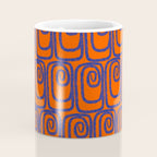 Mid Century Modern Twist Pattern in Orange and Bright Blue Coffee Mug Gallery Image 4