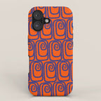 Mid Century Modern Twist Pattern in Orange and Bright Blue iPhone Case Gallery Image 1