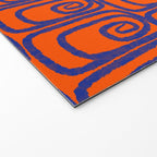 Mid Century Modern Twist Pattern in Orange and Bright Blue Welcome Mat Gallery Image 2
