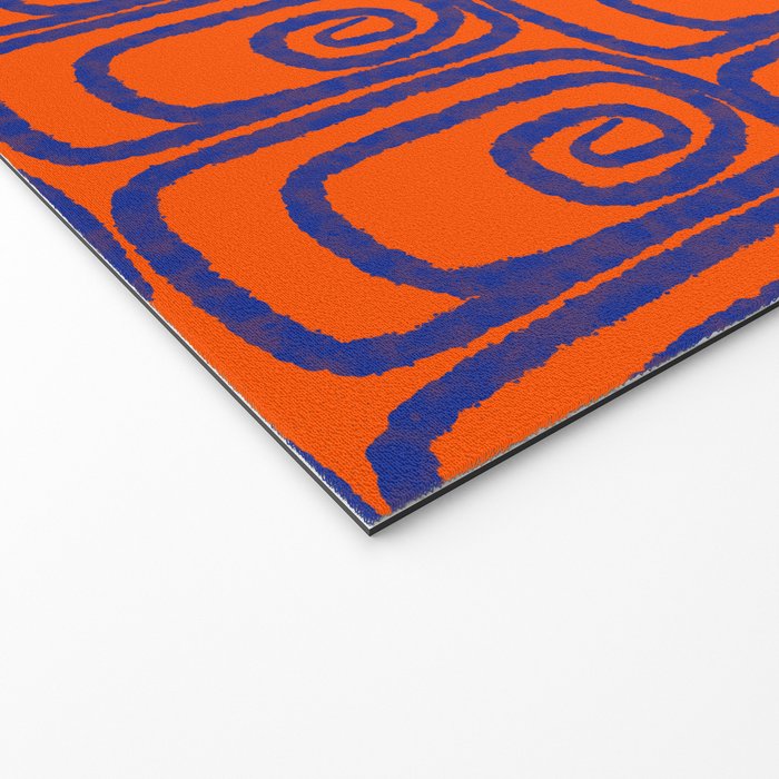 Mid Century Modern Twist Pattern in Orange and Bright Blue Welcome Mat Gallery Image 2
