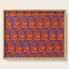 Mid Century Modern Twist Pattern in Orange and Bright Blue Serving Tray Gallery Image 1