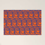 Mid Century Modern Twist Pattern in Orange and Bright Blue Welcome Mat Gallery Image 1