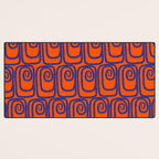 Mid Century Modern Twist Pattern in Orange and Bright Blue Desk Mat Gallery Image 3