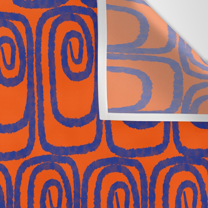 Mid Century Modern Twist Pattern in Orange and Bright Blue Wall Tapestry Gallery Image 3
