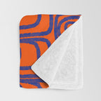 Mid Century Modern Twist Pattern in Orange and Bright Blue Throw Blanket Gallery Image 3