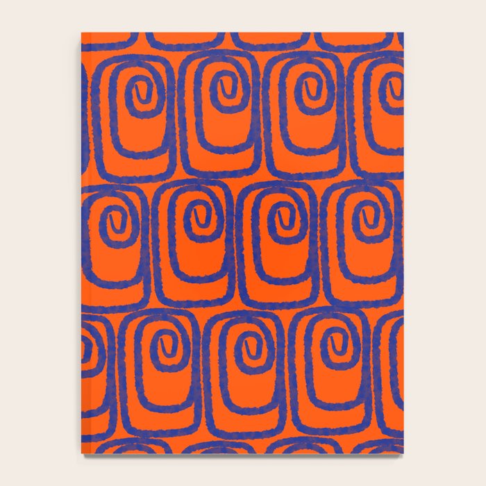 Mid Century Modern Twist Pattern in Orange and Bright Blue Notebook Gallery Image 4