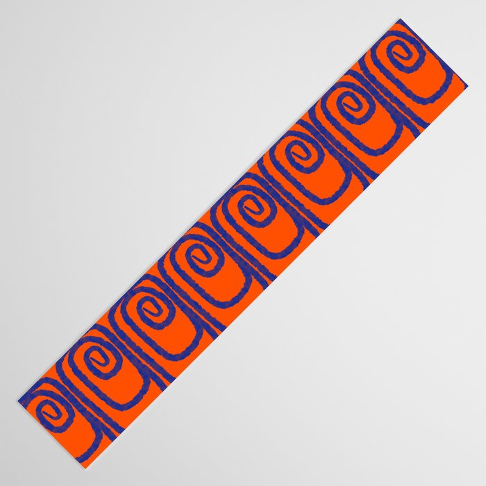 Mid Century Modern Twist Pattern in Orange and Bright Blue Table Runner Gallery Image 3