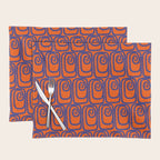 Mid Century Modern Twist Pattern in Orange and Bright Blue Placemat Gallery Image 1