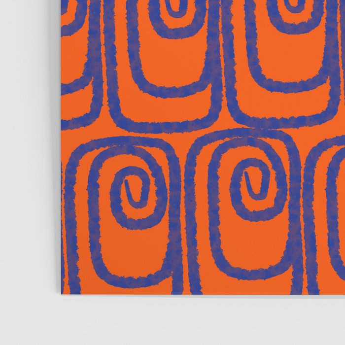 Mid Century Modern Twist Pattern in Orange and Bright Blue Poster Gallery Image 3