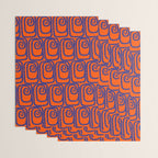 Mid Century Modern Twist Pattern in Orange and Bright Blue Wrapping Paper Gallery Image 3