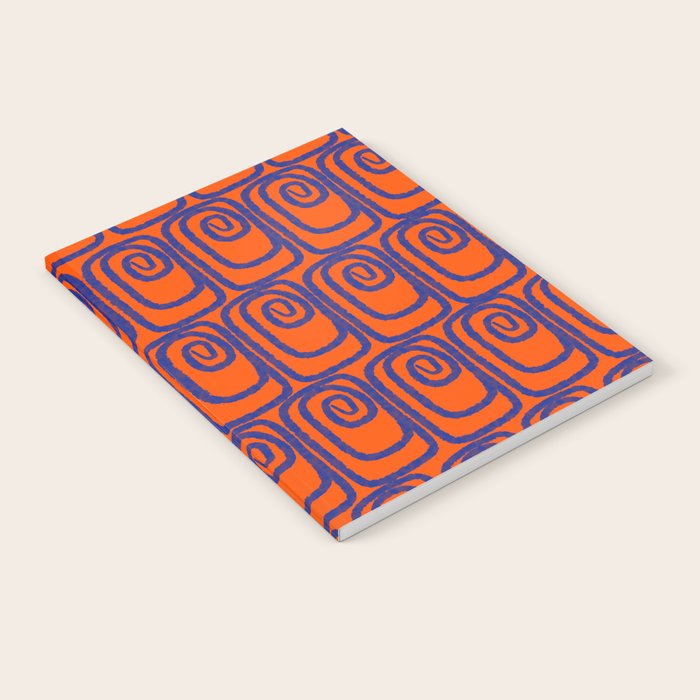 Mid Century Modern Twist Pattern in Orange and Bright Blue Notebook Gallery Image 2