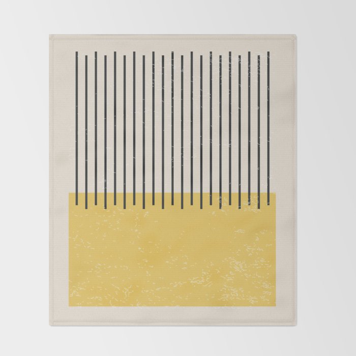 Yellow Lemon Square Stripes Mid Century Modern Minimalist Rothko Inspired Colourfield Stripes Throw Blanket Gallery Image 2