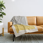 Yellow Lemon Square Stripes Mid Century Modern Minimalist Rothko Inspired Colourfield Stripes Throw Blanket Gallery Image 1