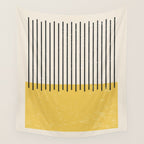Yellow Lemon Square Stripes Mid Century Modern Minimalist Rothko Inspired Colourfield Stripes Wall Tapestry Gallery Image 4