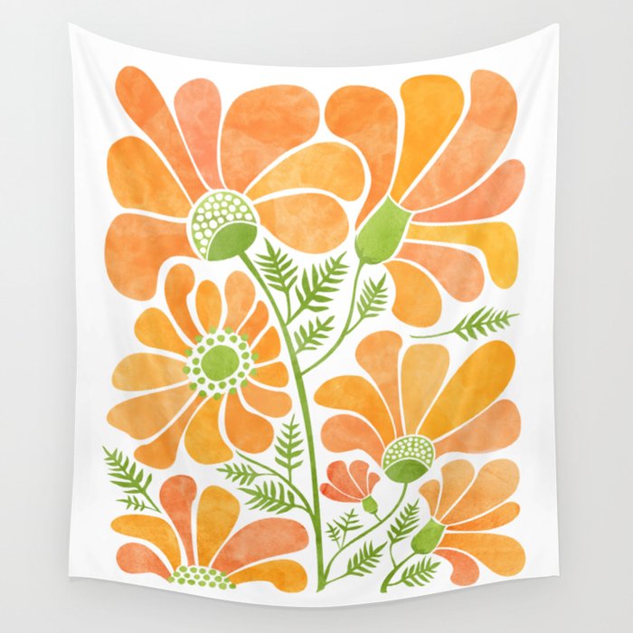 Happy California Poppies Floral Wall Tapestry Gallery Image 4