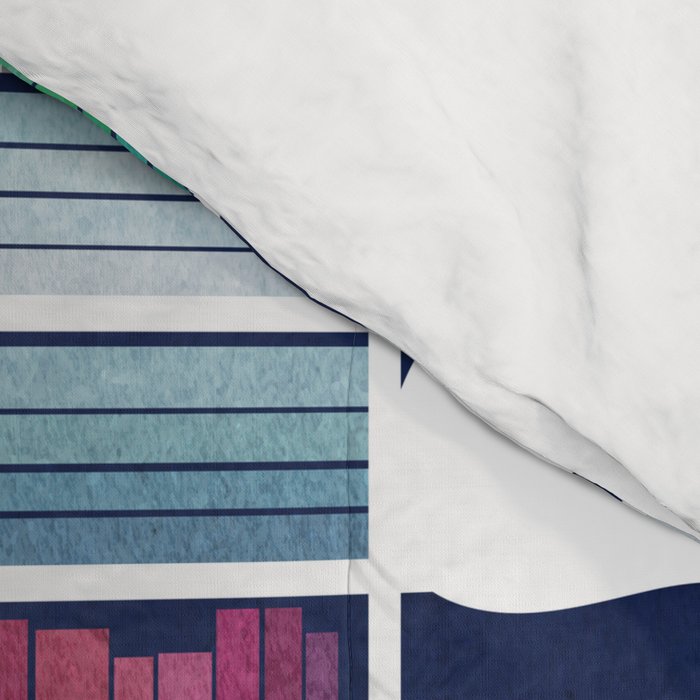 Rainbow bookshelf // navy blue background white shelf and library cats Comforter Gallery Image 4