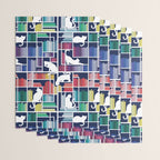 Rainbow bookshelf // navy blue background white shelf and library cats Wrapping Paper Gallery Image 3