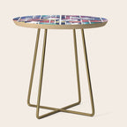 Rainbow bookshelf // navy blue background white shelf and library cats Side Table Gallery Image 1