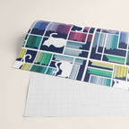 Rainbow bookshelf // navy blue background white shelf and library cats Wrapping Paper Gallery Image 2