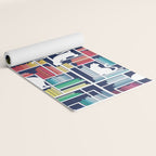 Rainbow bookshelf // navy blue background white shelf and library cats Yoga Mat Gallery Image 2