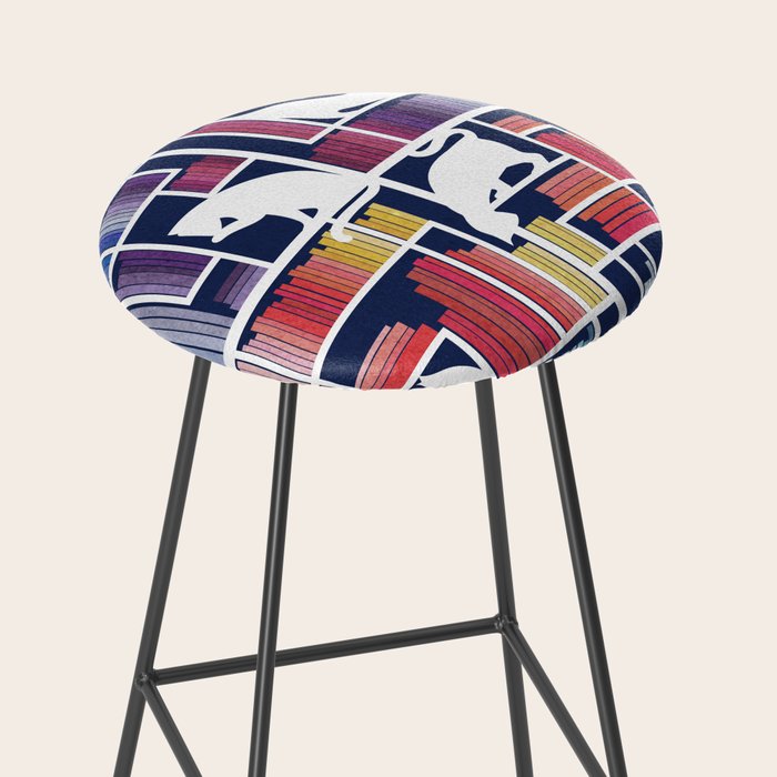 Rainbow bookshelf // navy blue background white shelf and library cats Stool Gallery Image 2