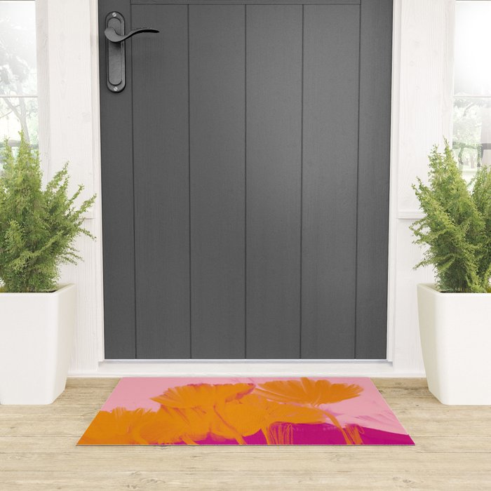 Bloom In Orange & Pink Welcome Mat Gallery Image 3