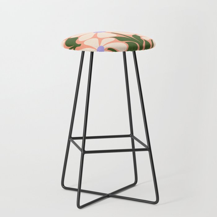 Oh, Daisy! Peach, off-white, purple and green Stool Gallery Image 1