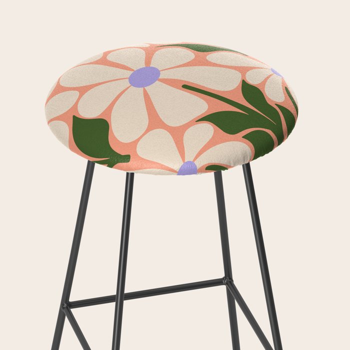 Oh, Daisy! Peach, off-white, purple and green Stool Gallery Image 2