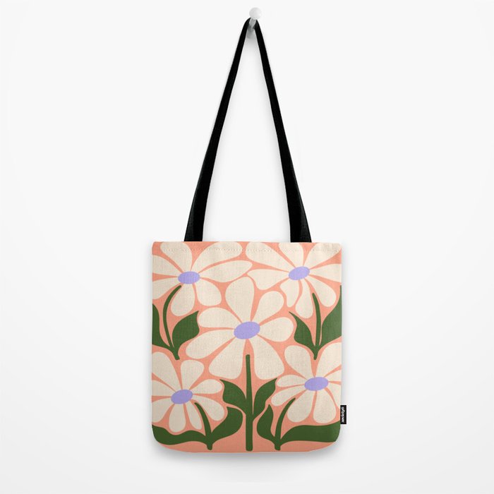 Oh, Daisy! Peach, off-white, purple and green Tote Bag Gallery Image 2