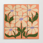 Oh, Daisy! Peach, off-white, purple and green Wood Wall Art Gallery Image 1