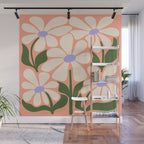 Oh, Daisy! Peach, off-white, purple and green Wall Mural Gallery Image 1