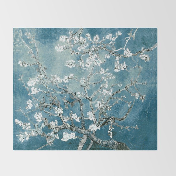 Vincent Van Gogh Almond Blossoms Teal Throw Blanket Gallery Image 2
