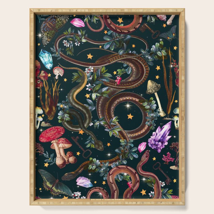Mysterious Mushroom Forest III - Night Serving Tray Gallery Image 1